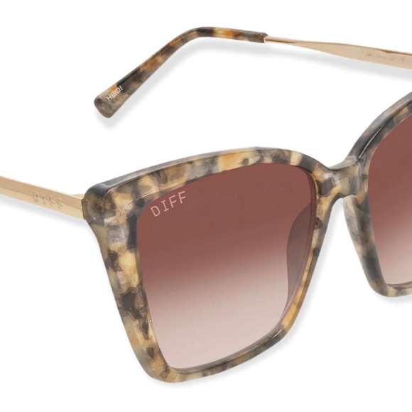 DIFF Heidi Sunglasses Sea Tortoise Gold Frame Brown Gradient Lenses Cateye - Picture 4 of 9